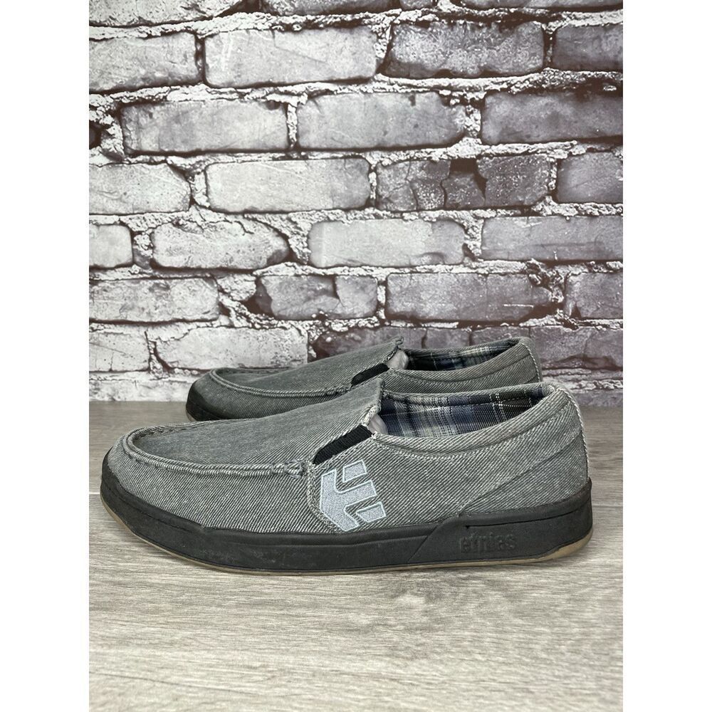 Etnies Slash Gray Blue Canvas Fabric Casual Skater Boat Shoes Men Sz 10M US/43EU